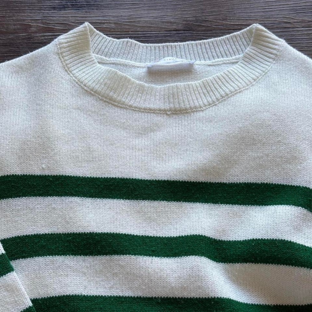 Green and white striped sweater #stripes - Picture 3 of 3